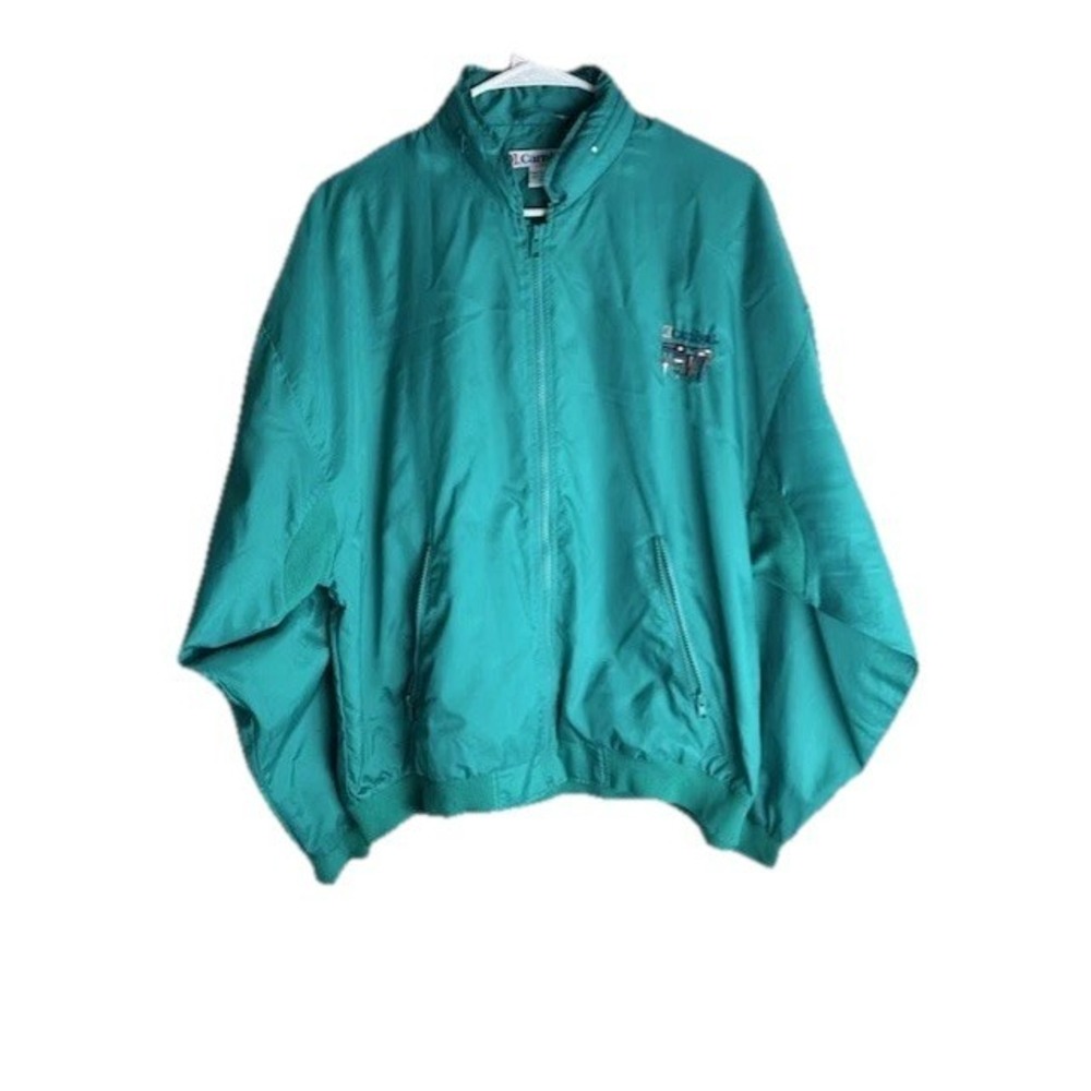 Vintage Carnival Cruise Windbreaker Jacket Teal Nylon Men's Small Retro